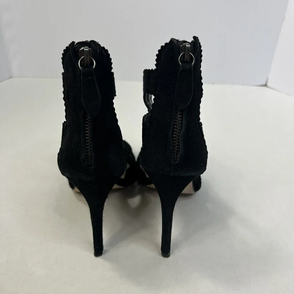 Zara Basic Collection Black Laser Cutout Peep Toe Stiletto High Heels Size 40 - Picture 7 of 11